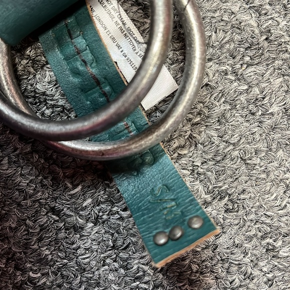 Free People Calgary Belt Green Leather New Teal Leather Studded Belt S/M - Picture 8 of 8